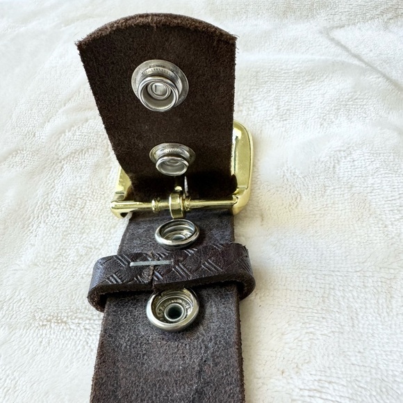 Amish Handcrafted Western Embossed Basket Weave Leather Belt Made in USA Sz 36 - Picture 7 of 10